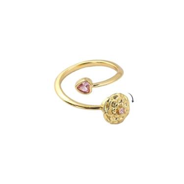 Imagem de ChicGlowz Anel giratório feminino com pedra do mês de nascimento, banhado a ouro 14 k, zircônia cúbica, ajustável, alívio da ansiedade, espiral, espiral, envoltório em espiral, delicados, presentes de