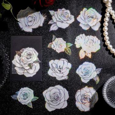 Imagem de 20 folhas adesivos florais PET para scrapbooking, artesanato DIY, decoração de parede, laptop, capa de telefone