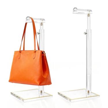 Imagem de Axiqunel 2 unidades de suporte de exibição de bolsa, suporte de acrílico ajustável de 35,5 a 61 cm de altura, suporte de pendurar para armário doméstico, loja comercial de varejo
