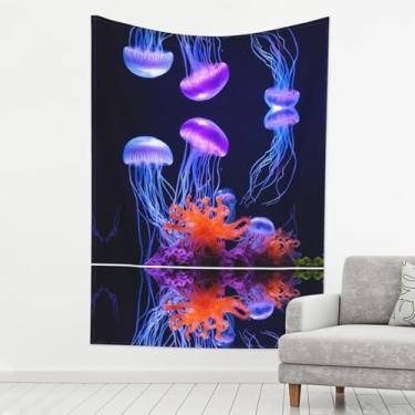 Imagem de ZERAOKE Medusa colorida - Tapeçaria impressa de 203 x 152 cm para pendurar na parede - Decoração multiuso leve para quartos, dormitórios e acampamento com ganchos à prova de ferrugem