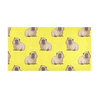 Imagem de Burbuja Tapete de corredor fofo capivaras de pelúcia antiderrapante tapete de cozinha suporte de borracha para corredor, quarto, sala de estar, decoração de entrada, lavável na máquina, 51 x 99 cm