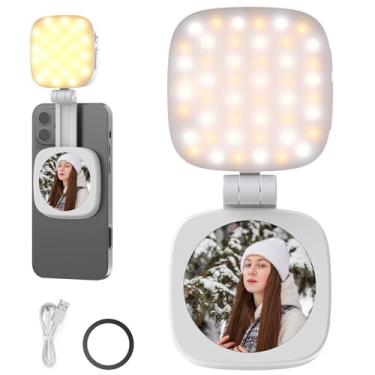 Imagem de Luz de selfie magnética NEE-WER BASICS compatível com M4gS4fe para iP-hone, iluminação circular de LED para celular, ideal para maquiagem, fotografia, gravação e videoconferências branca