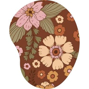 Imagem de Mouse Pad Ergonômico Gota Arte Floral Hippie Marrom Rosa