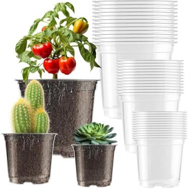Imagem de auriikoop Vasos transparentes de berçário para plantas, vaso de plástico de 3,5/4/12,7 cm com orifícios de drenagem, plantador de mudas de alta transparência para iniciantes de sementes (36 peças)