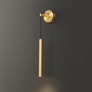 Imagem de Luminária de parede para cabeceira, luminária de parede longa em latão com cúpula de acrílico, luminárias de parede LED modernas, iluminação de parede decorativa simples para corredor e quar