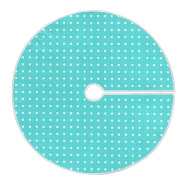 Imagem de CEBUGI Saia de árvore de Natal de 89,9 cm, tapete redondo macio com cordão, saia para árvore de bolinhas brancas pequenas para decoração de Natal, Halloween, férias em casa