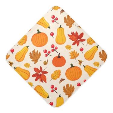 Imagem de Burbuja Toalha de banho para bebê Autumn Pumpkins - Toalha com capuz de musselina macia e absorvente para recém-nascidos, 89 x 89 cm