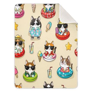 Imagem de Burbuja Cobertor de bebê de desenho animado de gatos e cães para meninos e meninas, cobertor macio e quente para bebês, cobertor infantil de 76 x 101 cm