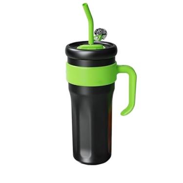 Imagem de Copo Térmico com Canudo de Aço Inox 1200ml com Alça Térmica Fitness com Tampa(Preto 1200ml)