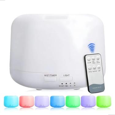 Imagem de Difusor de Aromas Elétrico, Umidificador de Ar RGB 300ml, Difusor de Oleo Essencial 7 Cores Led Com Controle Remoto Abajur Led para a sua casa, ambiente de trabalho