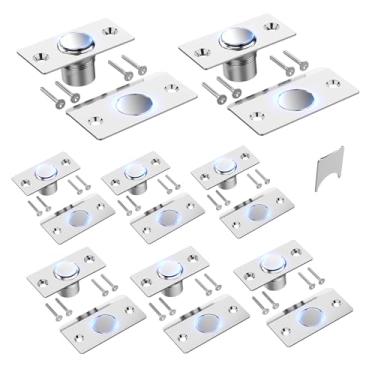 Imagem de Mousike Ferragens de captura de bola de porta, trava magnética oculta ajustável, placa de ataque de aço inoxidável com forte sucção, substituição de trava de esfera de porta para parte superior da
