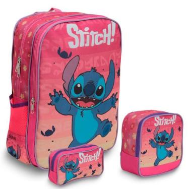 Imagem de Kit Mochila Infantil Escolar Stitch Com Lancheira Térmica - Plike