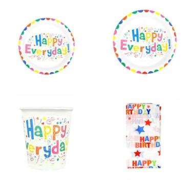 Imagem de CWPJUNDGP Copo de papel descartável, prato de papel de piquenique, conjunto de talheres de festa de aniversário, prato de bolo, prato de papel descartável