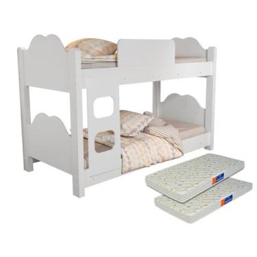 Imagem de Beliche Solteiro Valentina Branca com Colchão - Loja Tigo