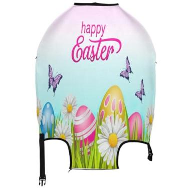 Imagem de Joisal Capa protetora de bagagem, fofo, antiarranhões, estampa animal, itens essenciais de viagem para mulheres, Páscoa, colorido, ovo, floral, Ovo colorido de Páscoa floral, S 18-20 in, Capa de mala