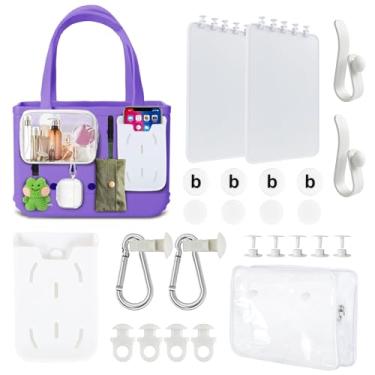 Imagem de EYNDYN 16 peças de acessórios de bolsa de praia, incluindo ganchos de bolsa, suporte de chaveiro de inserção, bandeja divisória, bolsas transparentes, rebites de substituição, suporte de telefone