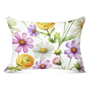 Imagem de Capas de almofada decorativas em aquarela pastel de flanela para travesseiro padrão queen king capa de travesseiro de cama de desenho animado grande, tamanho Queen, 50,8 cm x 76,2 cm