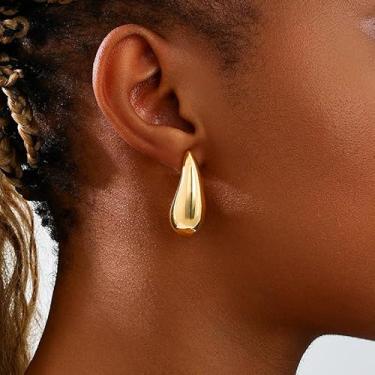 Imagem de Brincos de gota para mulheres, pingente de gota de água, presente para mãe, acessório de festa, presentes de Natal, presentes de amizade para mulheres, dia dos namorados, Medium, Latão, Sem pedra