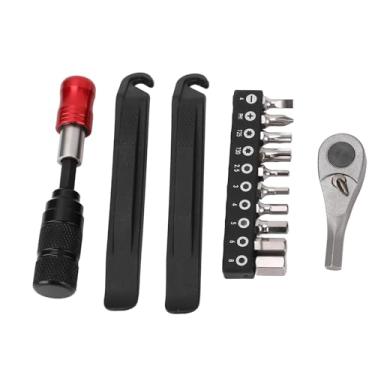 Imagem de Alomejor Chave de Catraca de Bicicleta Conjunto, Kit de Ferramentas de Reparo de Aço Inoxidável Com Alça e Barras de Pneu, Catraca de Duas Vias Leves para Manutenção de Bicicletas de