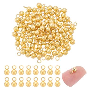 Imagem de UNICRAFTALE Cerca de 100 peças de pingentes redondos de aço inoxidável banhados a ouro 18 K pequenos pingentes redondos de metal para pulseira faça você mesmo, colar, joias, orifício de 3 mm de