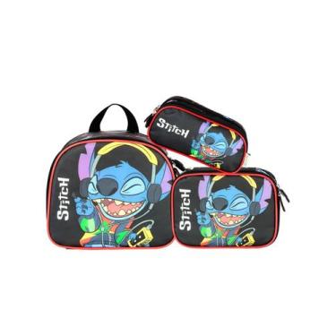 Imagem de Kit Lilo Stitch Lancheira Térmica + Estojo Box e Triplo - Luxcel, pret