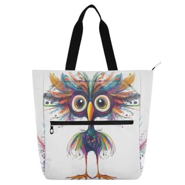 Imagem de GAIGEO Sacolas femininas engraçadas de trabalho com pássaros caprichosos de lona universitária bolsa escolar bolsa de mão todos os dias com compartimentos