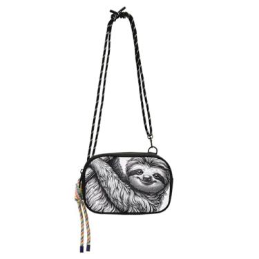 Imagem de TSENQUE Bolsas transversais pequenas bolsa feminina linda preguiça estampa de animal cinza bolsa para celular bolsa de celular bolsas de ombro bolsas de ombro