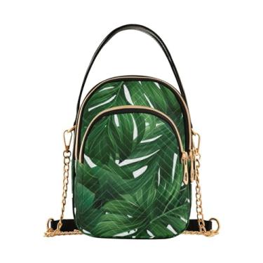 Imagem de GAIGEO Bolsas transversais femininas com folhas de palmeira tropicais verdes, bolsas transversais modernas, bolsa de viagem transversal feminina, Folhas tropicais e folhas verdes - 3, One Size