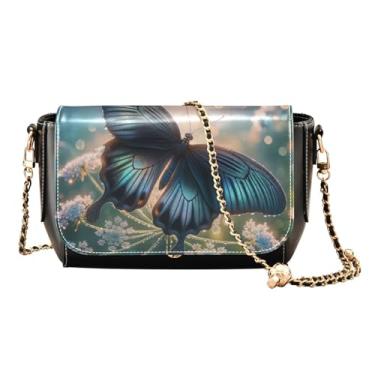 Imagem de Bolsa tiracolo feminina de couro rosa com morango na moda, bolsa tiracolo ajustável, bolsas tiracolo de couro femininas, Linda borboleta natural, One Size