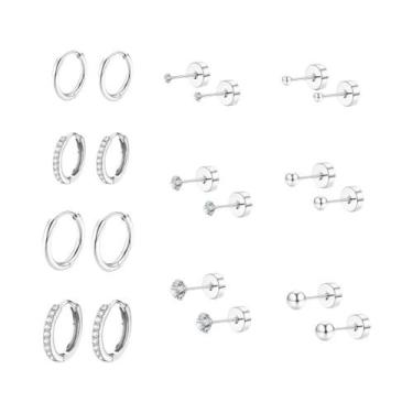 Imagem de Conjunto De Brincos Pequenos De Argola Dourada Para Mulheres, Aço Inox