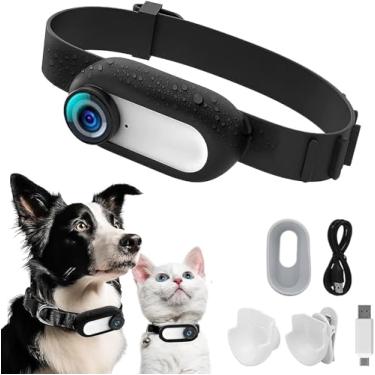 Imagem de ehomful Coleira para câmera HD 1080p para gatos com gravação de vídeo, mini câmera esportiva sem fio, câmeras de ação pequenas, câmera corporal para suprimentos para animais de estimação, presente de
