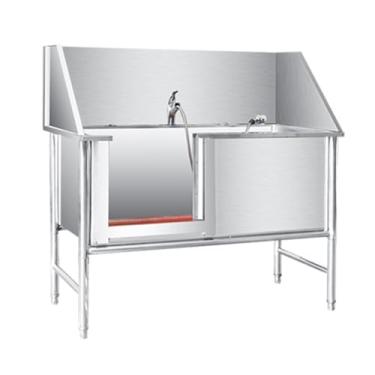 Imagem de Banheira para cães, banheira profissional de aço inoxidável, banheira cabeleireiro canina, banheira de aço inoxidável para animal de estimação, estação de banho para cães, com chuveiro Pet Bath Tub