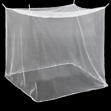 Imagem de Mindsoft Mosquiteiro de 4 cantos para mosquiteiros para camas, rede de dossel de cama, cortinas de cama retangulares para acampamento, casa, viagens ao ar livre (branco, C 190 x L 114 x A 159