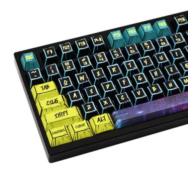 Imagem de GEKUCAP Teclas PBT Anime - Conjunto de teclas com tema de mangá japonês, 150 teclas, Cherry Profile Dye-Sub, estilo minimalista para teclados mecânicos Cherry Gateron MX Switchs
