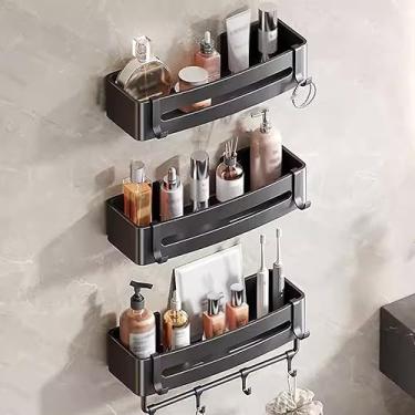 Imagem de Prateleiras de chuveiro Suporte de chuveiro Prateleira de banheiro Acessórios de banheiro, prateleira de parede para quarto, cozinha, armazenamento, chuveiro Caddy