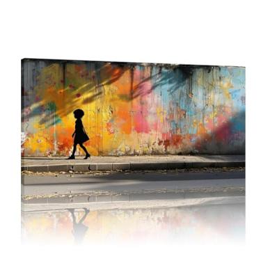 Imagem de Arte de parede em tela engraçada, arte Banksy, impressão de graffiti, tela de rua Banksy Graffiti - Mural de parede de grafite - (72 x 142 cm) 71 x 142 cm sem moldura