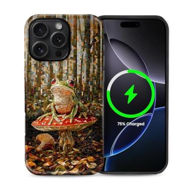 Imagem de ZHEGAILIAN Capa 2 em 1 para iPhone 16 Pro Max de 6,1 polegadas, compatível com MagSafe à prova de choque antiderrapante com capa de proteção de corpo inteiro, estampa fosca texturizada moderna para