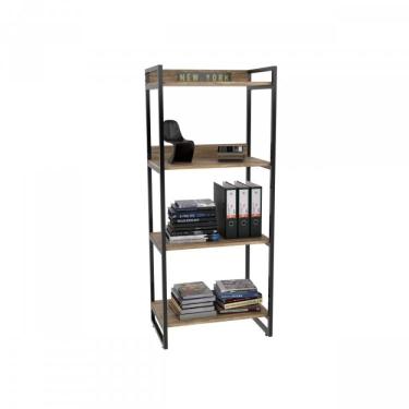 Imagem de Estante Multiuso 146cmx60cm com 4 Prateleiras Kuadra Compace Carvalho