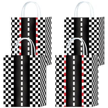 Imagem de Sacola de presente Checkerboard White Kraft Paper, pacote com 10, 22x16x8cm