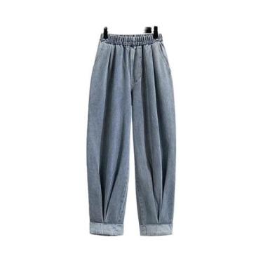 Imagem de Calças Jeans Harem De Cintura Alta E Alta Elasticidade plus Size, Esti