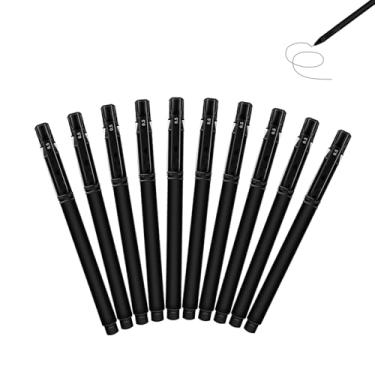 Imagem de GZBABY Caneta esferográfica de ponta fina, 10 peças, caneta de gel com barril fosco para negócios em casa, 0,5 mm, tinta preta