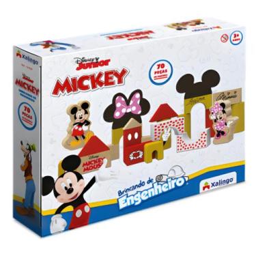 Imagem de Blocos de Montar Brincando de Engenheiro Mickey e Minnie 70 Peças Xali