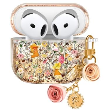 Imagem de Joyleop Capa protetora de silicone rígido para Airpods 4 para Airpods 4ª geração 2024 capa protetora de silicone rígido para Airpods 4ª geração 2024 capa com Keychian