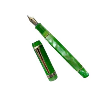 Imagem de DFAMIN Caneta-tinteiro acrílica limão ponta longa faca bonita mármore âmbar caneta de tinta escrita escritório negócios novo (08)