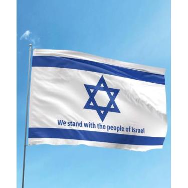 Imagem de Bandeira WE STAND WITH THE PEOPLE OF ISRAEL Tecido Oxford 140x80 - Qua