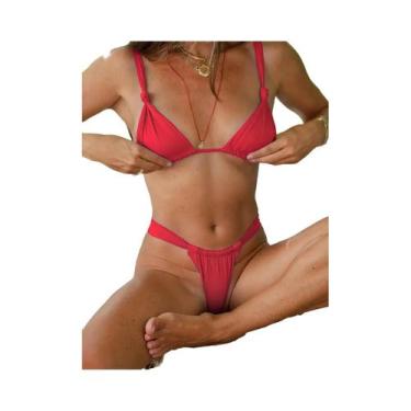 Imagem de 2 PCS feminino sexy verão renda plissada com biquíni de férias na prai