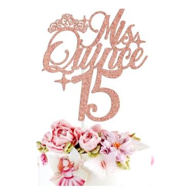Imagem de Mis Quince 15 Cake Topper, Feliz 15 Años, Bruh I'm 15, Hello Fifteen, Spanish Happy 15th Birthday Party Decorations Supplies for Girl, Rose Gold Glitter