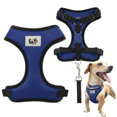 Imagem de Coleira colete peitoral + guia - feito no brasil - WEEK PET, Azul, G