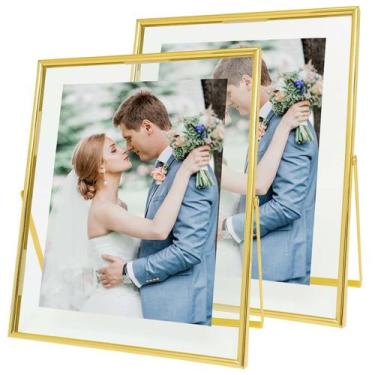 Imagem de Porta-retratos flutuante Qiannhee Gold 8x10in (conjunto de 2)