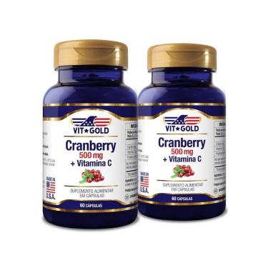 Imagem de Cranberry 500mg + Vitamina C Vitgold Kit 2x 60 cápsulas-Unissex